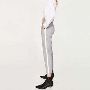 Zara Trafaluc Womens Side Stripe Cropped Pants Trouser Gray S Mid Rise Pocket